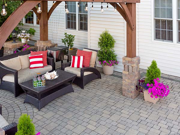 Backyard patio in a new home.