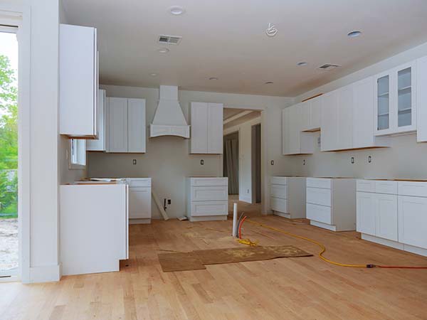 Beautiful modern kitchen under construction.