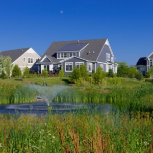 hinsdale home with a fountain