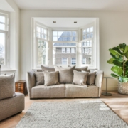 gray and white living room