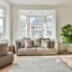 gray and white living room